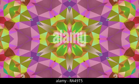 Abstrakte Farbenfrohe symmetrische Muster Dekorative dekorative Kaleidoskop Bewegung geometrischen Formen Kreis und Star Stockfoto