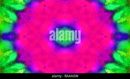 Abstrakte Farbenfrohe symmetrische Muster Dekorative dekorative Kaleidoskop Bewegung geometrischen Formen Kreis und Star Stockfoto