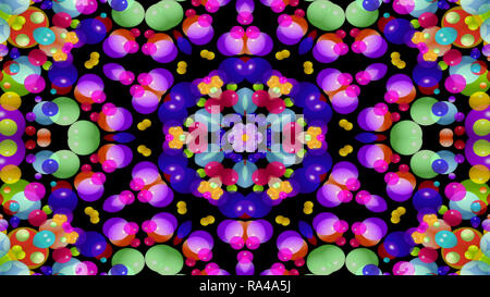 Abstrakte Farbenfrohe symmetrische Muster Dekorative dekorative Kaleidoskop Bewegung geometrischen Formen Kreis und Star Stockfoto