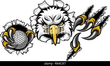 Eagle Golf Cartoon Maskottchen Ripping Hintergrund Stock Vektor