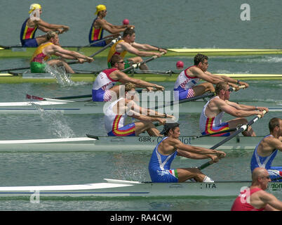 Mailand, Italien, 2003 - FISA World Cup Rudern 30/05/2003 - Foto Peter Spurrier GBR M 2 - (B) James Cracknell und Matthew Pinsent, [Pflichtfeld Credit: Peter Spurrier/Intersport Bilder] Stockfoto