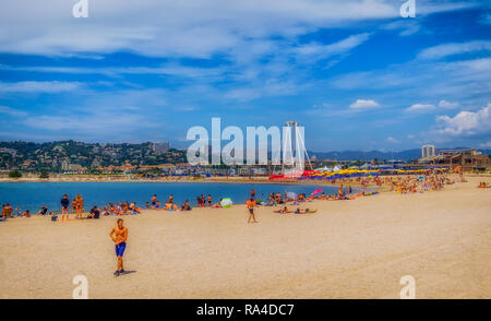 Marseille, Frankreich, Urlauber an einem der Strand am Mittelmeer, Provence Stockfoto