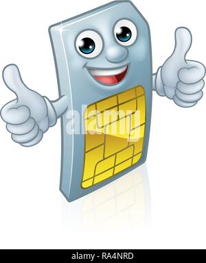 Handy SIM-Karte Maskottchen Karikatur Stock Vektor