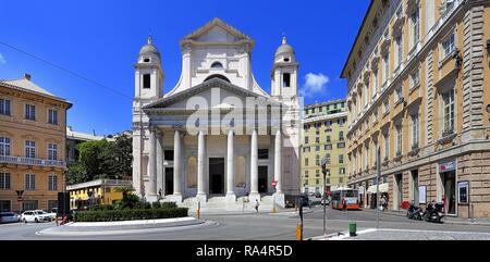 Wlochy - Ligurien - Genua - Bazylika Najswietszego Sakramentu - Basilica della Santissima Annunziata del Vastato przy Piazza della Nunziata Italien - Ligurien - Genua - Basilica della Santissima Annunzia Stockfoto