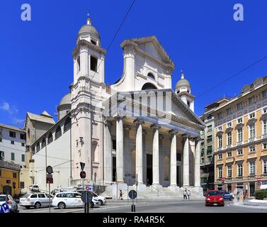 Wlochy - Ligurien - Genua - Bazylika Najswietszego Sakramentu - Basilica della Santissima Annunziata del Vastato przy Piazza della Nunziata Italien - Ligurien - Genua - Basilica della Santissima Annunzia Stockfoto