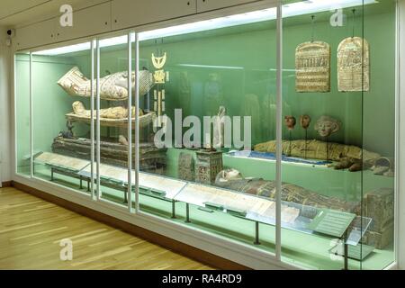 Dania - Region Seeland - Kopenhaga - Muzeum Sztuki starozytnej Gliptoteka-sala wystawowa poswiecona eksponatom ze starozytnego Egiptu - MUMIE ich sarkofagi egipskie Dänemark - Seeland Region - Copenhag Stockfoto