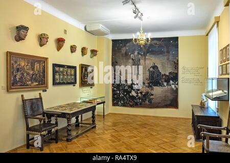 Czarnolas, Masowien/Polen - 2018/09/01: Innere der historischen Herrenhaus in Czarnolas hosting das Museum von Jan Kochanowski - iconic Polnische renaissance Dichter und Schriftsteller Stockfoto