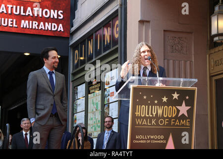 Lin-Manuel Miranda ist mit einem Stern auf dem Hollywood Walk of Fame geehrt Mit: Lin-Manuel Miranda, Weird Al Yankovic Wo: Los Angeles, Kalifornien, Vereinigte Staaten, wenn: 30 Nov 2018 Credit: Nicky Nelson/WENN.com Stockfoto