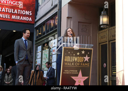 Lin-Manuel Miranda ist mit einem Stern auf dem Hollywood Walk of Fame geehrt Mit: Lin-Manuel Miranda, Weird Al Yankovic Wo: Los Angeles, Kalifornien, Vereinigte Staaten, wenn: 30 Nov 2018 Credit: Nicky Nelson/WENN.com Stockfoto