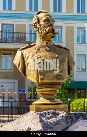 Mariinsk, eine exakte Kopie der bronzebüste an Kaiser Alexander II. Stockfoto