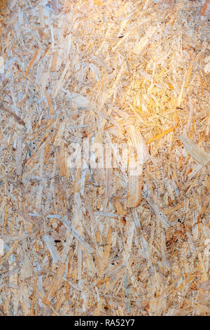 Sägemehl Nahaufnahme Textur. Oberfläche von Sperrholz. Gedrückt baum Chips. - Bild Stockfoto