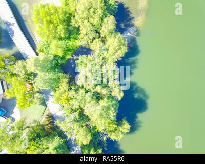 Luftaufnahme Promenade wandern und Bike Trail in der Nähe von Lady Bird Lake in Stockfoto