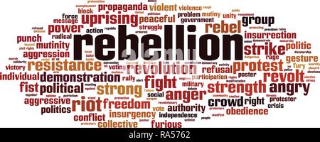 Rebellion Wort cloud Konzept. Vector Illustration Stock Vektor