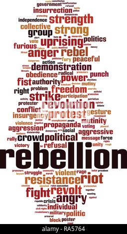 Rebellion Wort cloud Konzept. Vector Illustration Stock Vektor