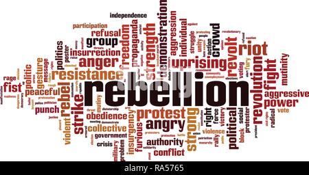 Rebellion Wort cloud Konzept. Vector Illustration Stock Vektor