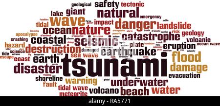 Tsunami Wort cloud Konzept. Vector Illustration Stock Vektor