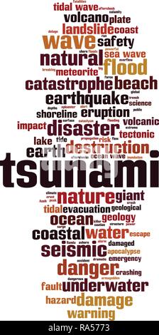 Tsunami Wort cloud Konzept. Vector Illustration Stock Vektor