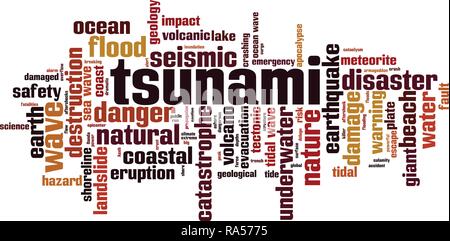 Tsunami Wort cloud Konzept. Vector Illustration Stock Vektor