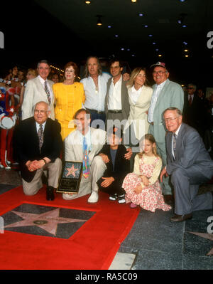 HOLLYWOOD, CA - 15. Juli: Schauspielerin Carol Burnett, Schauspieler David Carradine, Schauspieler Robert Carradine, Sandra wird Carradine, Schauspieler/honoree Keith Carradine, Sohn Cade Carradine und Gäste besuchen Zeremonie für seinen Stern Zeremonie am 15. Juli 1993 über Hollywood des Ruhmes in Hollywood, Kalifornien, entfernt. Foto von Barry King/Alamy Stock Foto Stockfoto