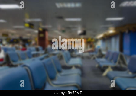 Blur Zone Stuhl Passagiere warten auf das Flugzeug auf dem Flughafen. Stockfoto