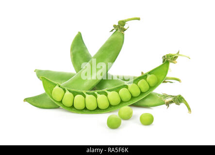 Zucker Erbsen isoliert auf weißem Hintergrund Stockfoto