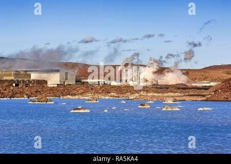 Svartsengi Kraftwerk, Blauen Lagune Thermalbad, Reykjanes Halbinsel, in der Nähe von Reykjavik, Island Stockfoto