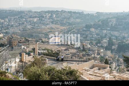 Jüdischer Friedhof am südlichen Ölberg, Blick über Jerusalem, Israel Stockfoto