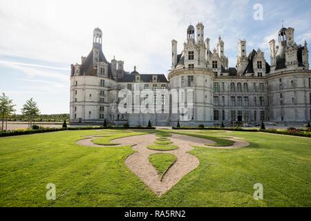 Schloss Chambord, Nordfassade, Weltkulturerbe der UNESCO, Loire, Departement Loire et Cher, Region Centre, Frankreich Stockfoto