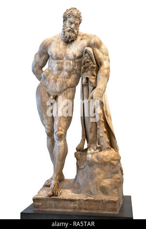 Eine Marmorskulptur von Hercules in Ruhe 2./3. Cen. AD, eine römische Kopie einer 4. Cen. BC griechischen Original. Im Nationalen Archäologischen Museum in Neapel Stockfoto