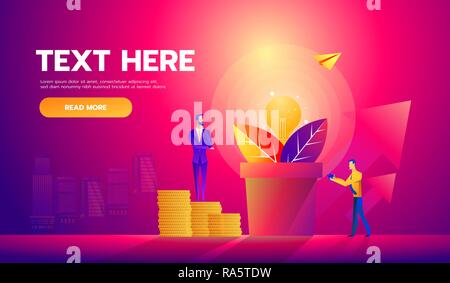 Vector Illustration von Geschäftsleuten Kommissionierung Dollar von Money Tree. Geld Anlage. Unternehmenswachstum, finanziellen Erfolg Konzept Design Element im flachen Stil Stock Vektor