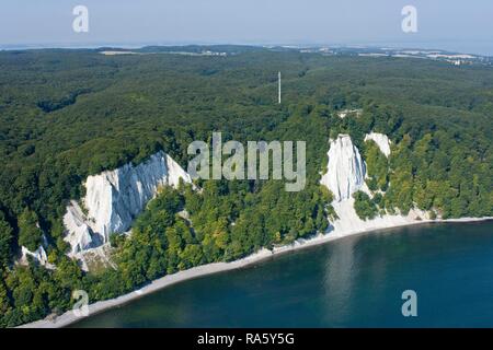 Luftaufnahme, Königsstuhl und Viktoriasicht, weißen Kreidefelsen in der Nähe von Sassnitz, Rügen, Mecklenburg-Vorpommern Stockfoto