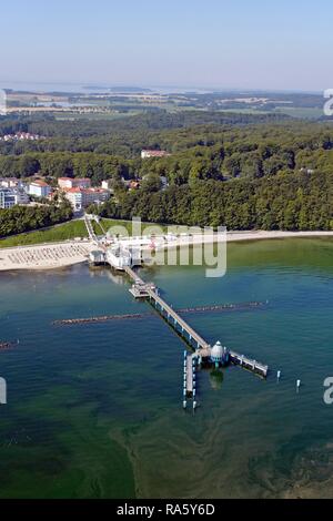 Luftaufnahme, Seebrücke Sellin, Seebrücke, Insel Rügen, Mecklenburg-Vorpommern Stockfoto