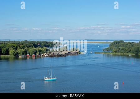 Blick auf die Müritz Ufer wie vom Turm der Marienkirche, roebel gesehen, Mecklenburgische Seenplatte Stockfoto