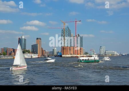 Elbphilharmonie, Marco Polo Tower und Unilever Haus, Hamburg Stockfoto