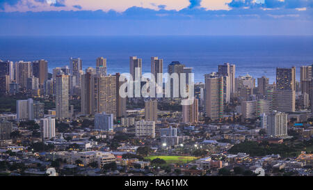 Blick auf Honolulu City Blick von Tantalus Suche - Bild Stockfoto