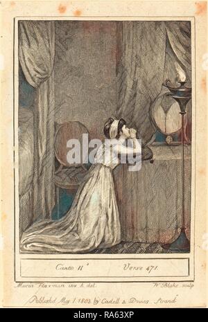 William Blake nach Mary Ann Flaxman, britischen (1757-1827), Canto II, Vers 471, 1803, Kupferstich. Neuerfundene Stockfoto