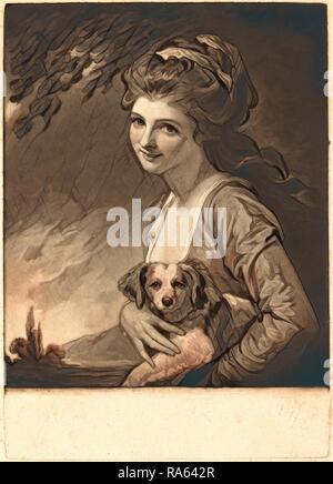 John Raphael Smith nach George Romney, britischen (1752-1812), Lady Hamilton als Natur, veröffentlicht 1784, schabkunst Neuerfundene Stockfoto