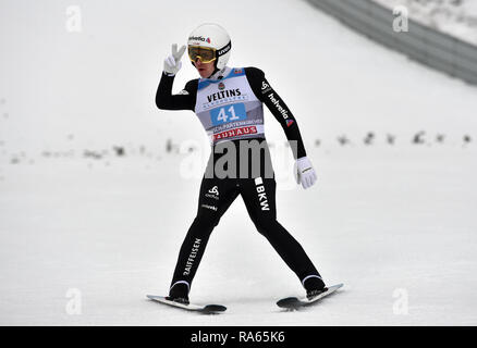 Garmisch Partenkirchen, Deutschland. 01 Jan, 2019. Skispringen: Vierschanzentournee, große Hügel, meine Herren. , Skispringer Simon Ammann aus der Schweiz, reagiert, in der 2. Quelle: Angelika Warmuth/dpa/Alamy leben Nachrichten Stockfoto