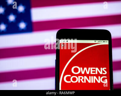 Owens Corning Firmenlogo auf dem Smartphone angezeigt Stockfoto