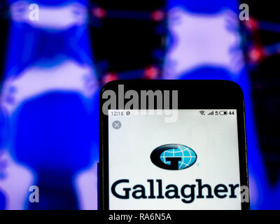 Arthur J. Gallagher & Co Insurance Company Logo auf Smart Phone gesehen angezeigt Stockfoto