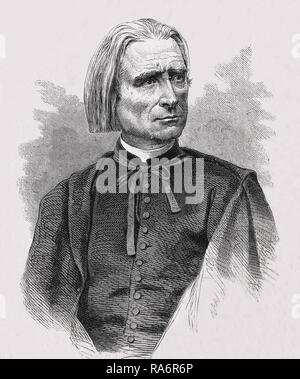 Franz Liszt (1811-1886) Musiker, piano Mann. Reiche und Berühmte ungarische Komponist und Autor. Gravur 19. Jahrhundert. Stockfoto