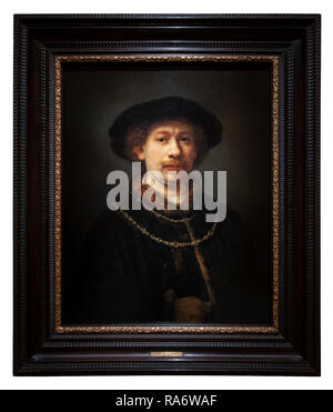 Rembrandt Selbstbildnis Selbstbildnis mit Hut und zwei Ketten 1642 1643 im Alter von 36 Jahren 37. Stockfoto