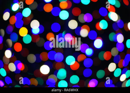 Licht Kreisen, Bokeh, Regenbogen, Weihnachtsbeleuchtung, dunklen Hintergrund Stockfoto