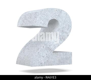 3D-Rendering konkrete Zahl 2. 3D-Render Abbildung. Stockfoto