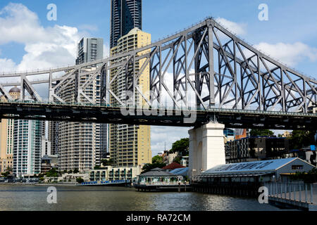 Geschichte Brücke und Petrie Bight, Brisbane, Queensland, Australien Stockfoto