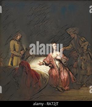Rembrandt Workshop, Joseph beschuldigt von Potifars Frau, 1655, Öl auf Leinwand auf Leinwand übertragen. Neuerfundene Stockfoto