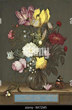 Ambrosius Bosschaert dem Älteren (Niederländisch, 1573-1621), Die Zustellung der Blumen in einer Glasvase, 1621, Öl auf Kupfer neuerfundene Stockfoto