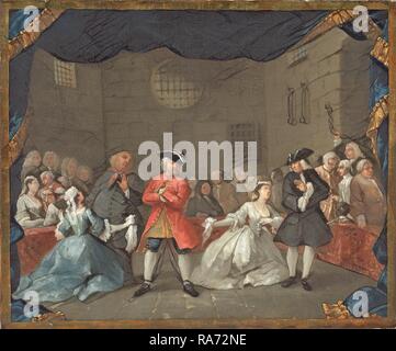 William Hogarth (Englisch, 1697 - 1764), eine Szene aus der Oper, 1728-1729, Öl der Bettler auf Leinwand. Neuerfundene Stockfoto