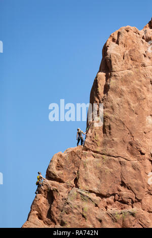 Kletterer im Garten der Götter, Colorado Springs, USA Stockfoto
