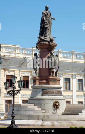 Bronze-Denkmal von Katharina der großen, Kaiserin von Russland, Odessa, Ukraine, Europa Stockfoto